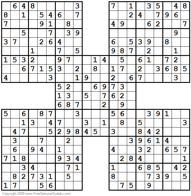 1001 Easy Samurai Sudoku Puzzles Sudoku Puzzles Sudoku Free 