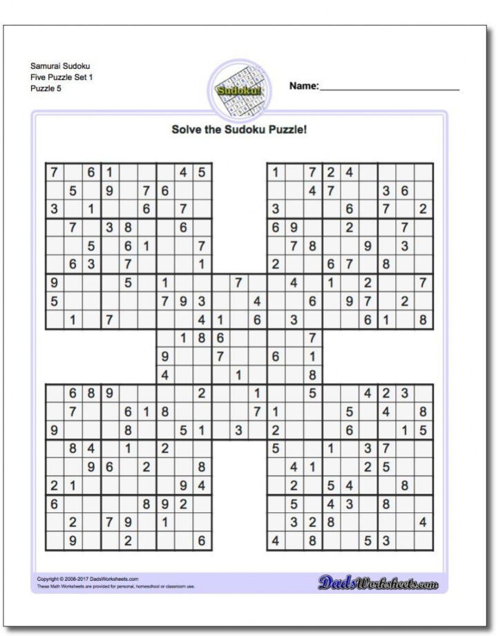 Printable Dadsworksheets Sudoku Samari