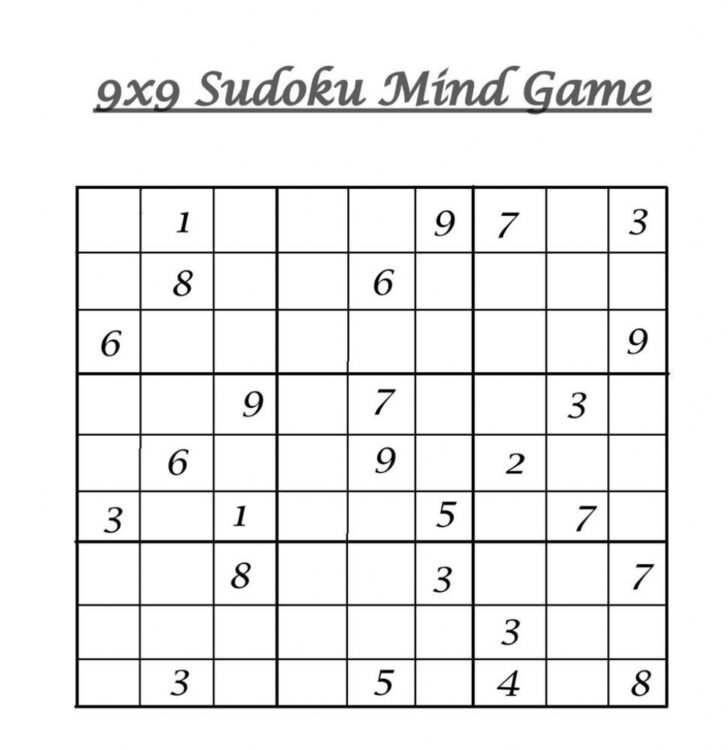 Sudoku For Kids Printable 9×9