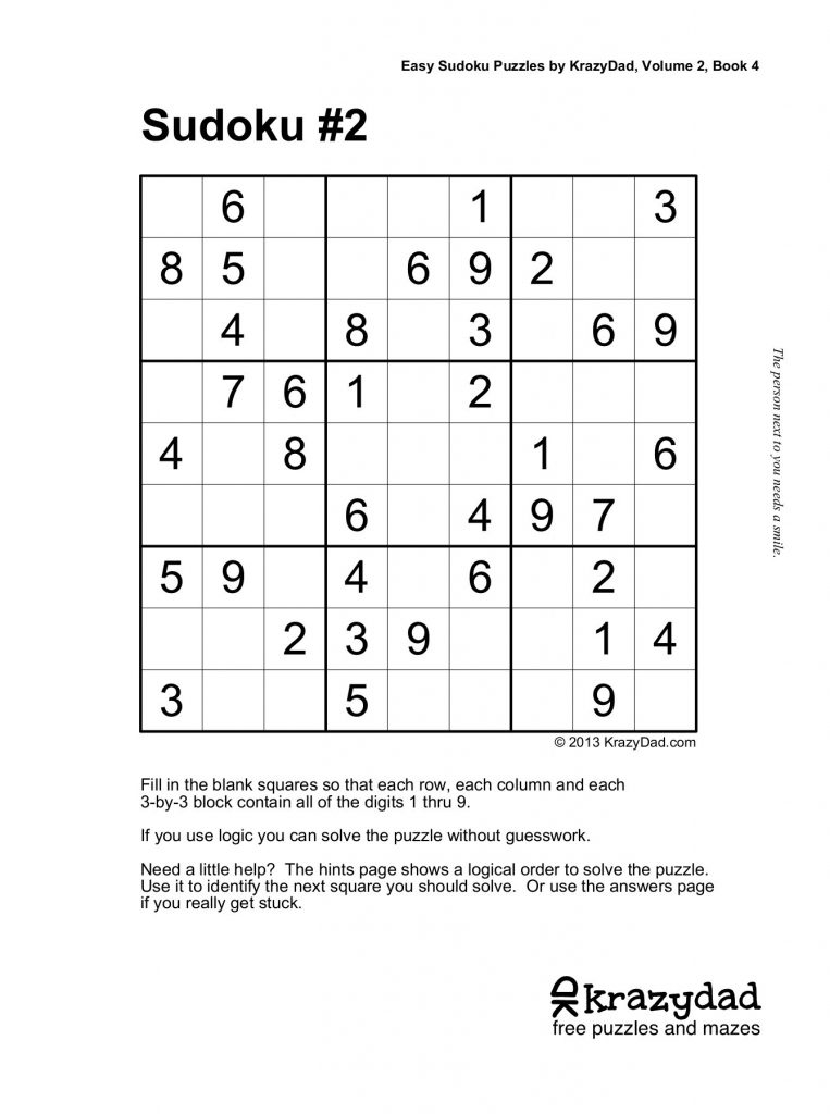 Easy Sudoku Puzzleskrazydad Volume 2 Book 4 Pages 1 10 Printable 
