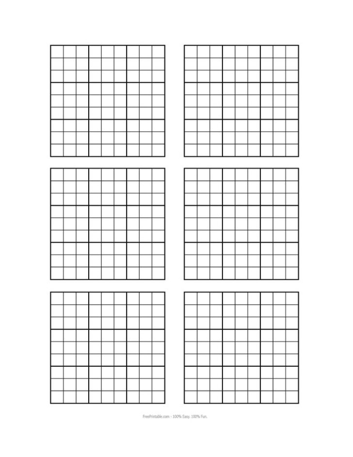 Sudoku Printables 6 Per Page Blank