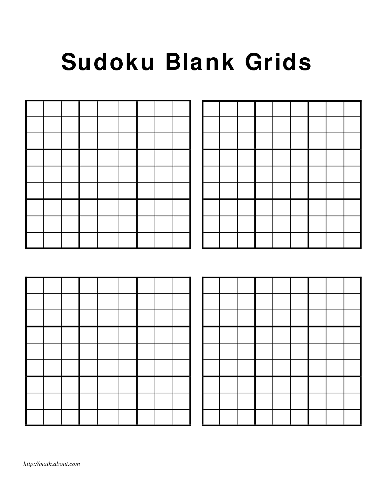 Free Printable Blank Sudoku Grids Sudoku Sudoku Printable Printables