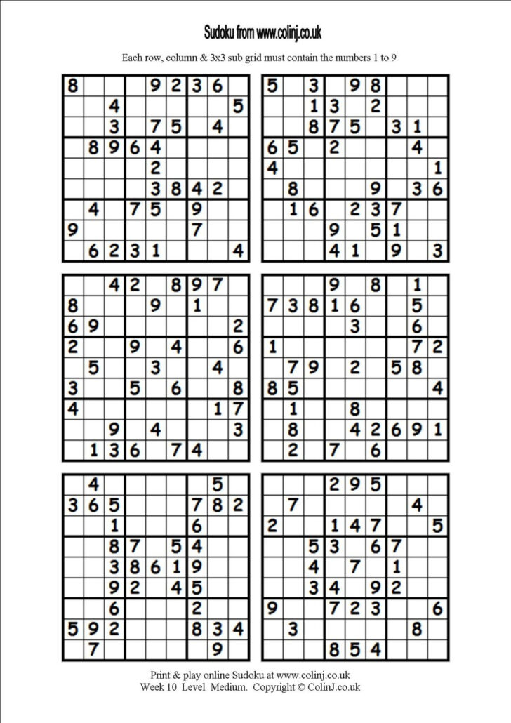 Free Sudoku Printable 6 Per Page
