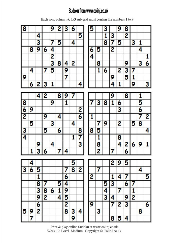 Printable Sudoku To Print 6 Per Page