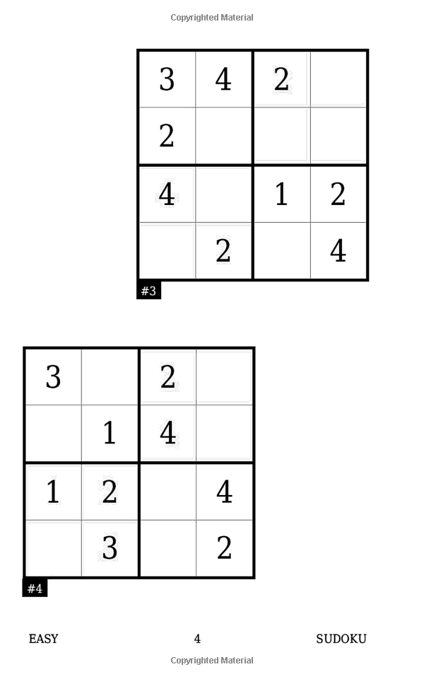 Easy Printable Sudoku 4×4