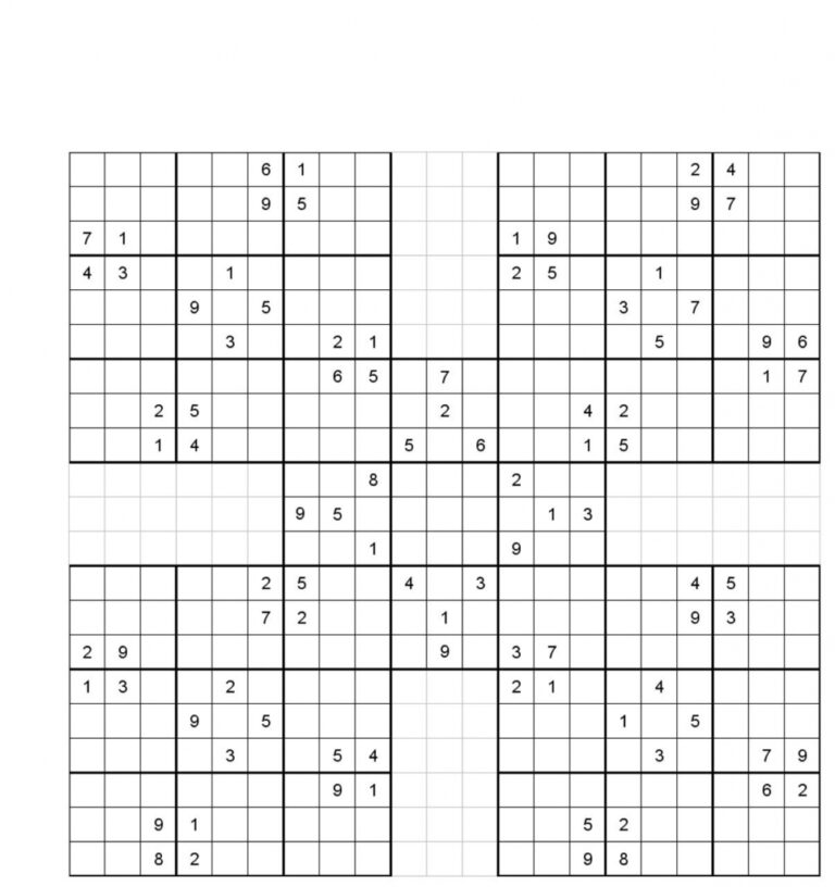 Printable Sudoku Printable Sudoku Five Squares Printable Sudoku Free ...