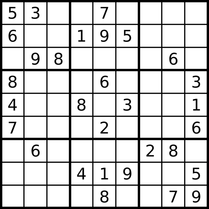 Free Sudoku Printable 9×9