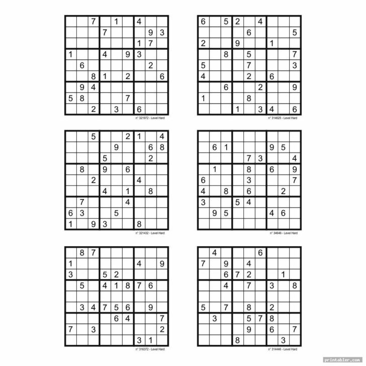 Printmysudoku Free Printable Sudokus Hard