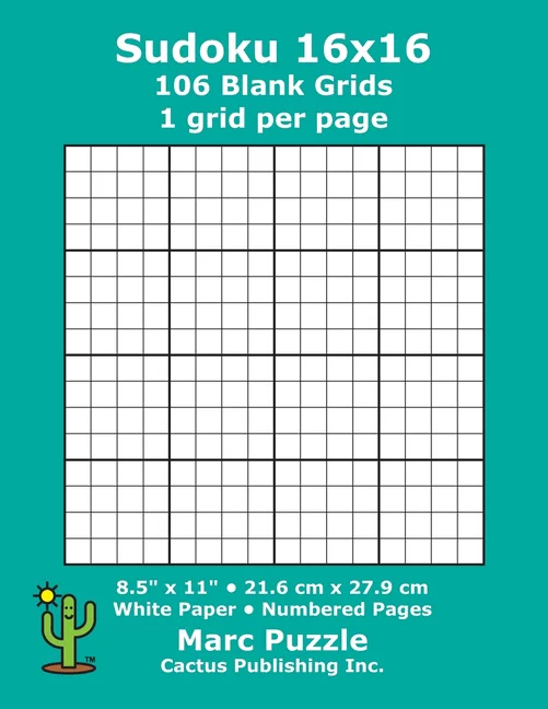 Sudoku 16x16 106 Blank Grids 1 Grid Per Page 8 5 X 11 216 X 279 