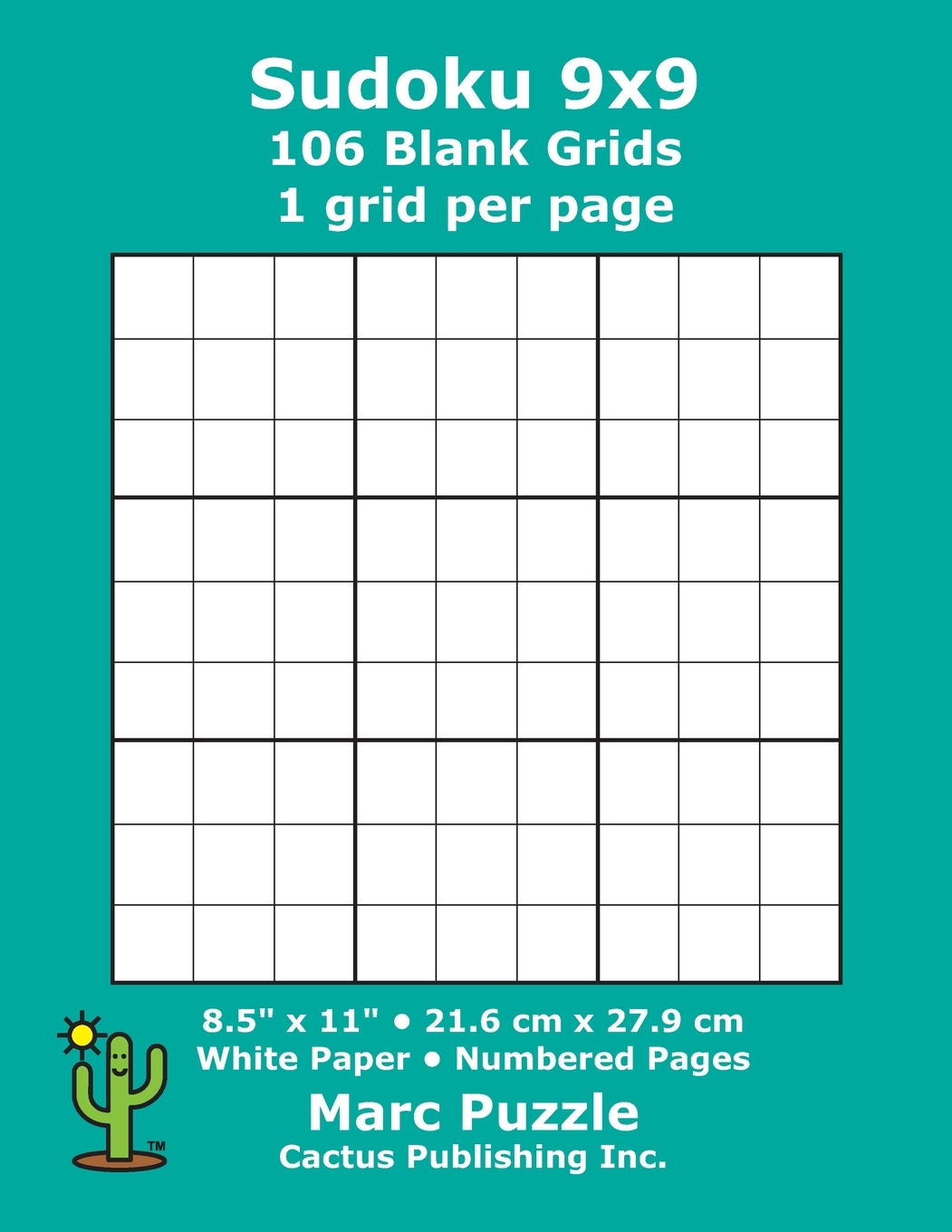 Sudoku 9x9 106 Blank Grids 1 Grid Per Page 8 5 X 11 216 X 279 Mm 