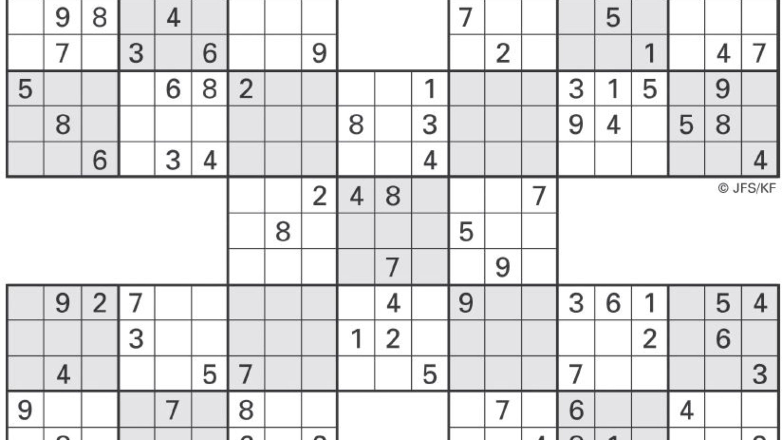 Printable 5 Grid Sudoku Puzzles Sudoku Puzzles Printable