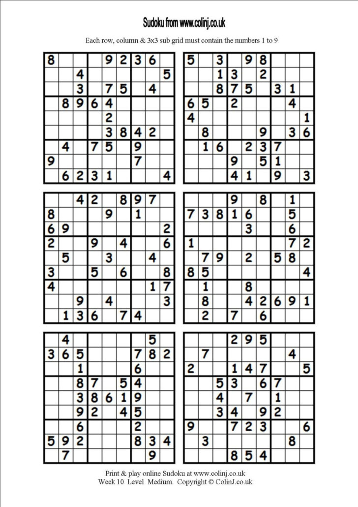 Sudoku Printable Medium 6 Per Page