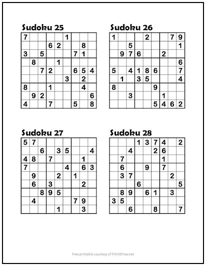 Sudoku Puzzles Medium Pdf Printable 20 Free Printable Sudoku Puzzles 