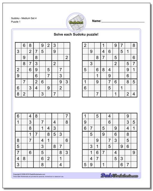 Sudoku Puzzles Medium Pdf Printable Sudoku Medium Just Click 