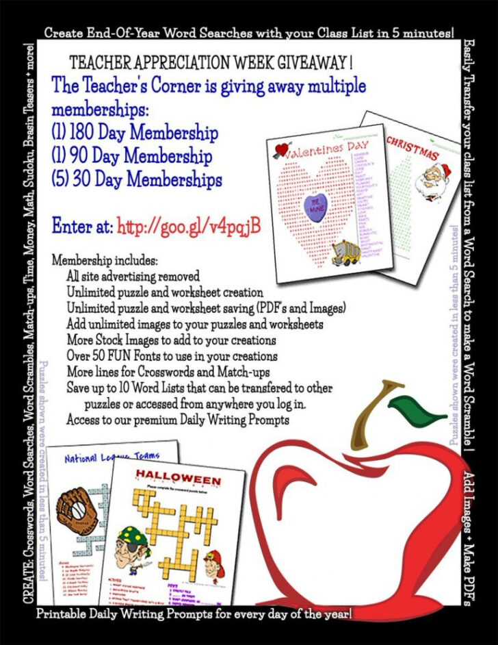 Printable Teacher’s Corner April