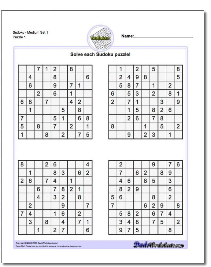 Hard Printable Sudoku Puzzles 4×4
